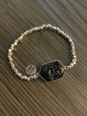 RETAIL $50 Kinsley Armelle Andrea Collection Raven Quartz Bracelet*Silver